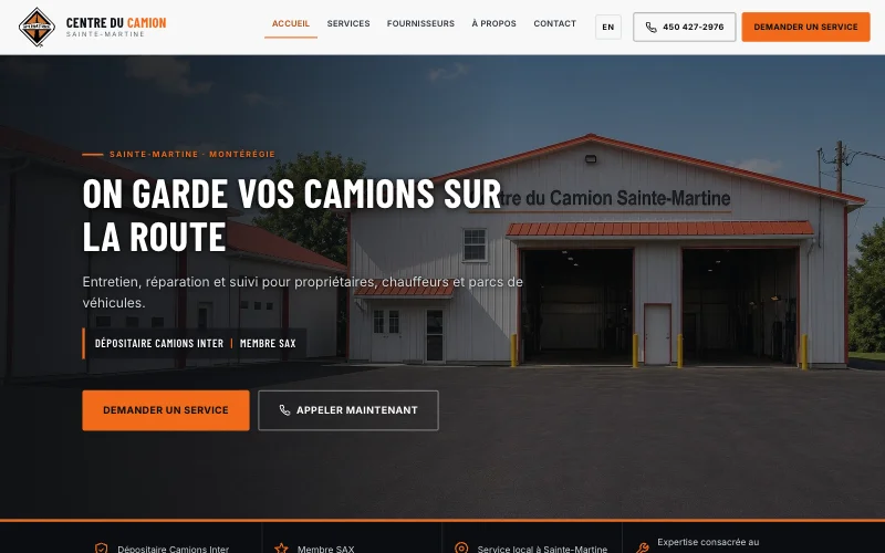 Page d’accueil du site Centre du Camion Sainte-Martine