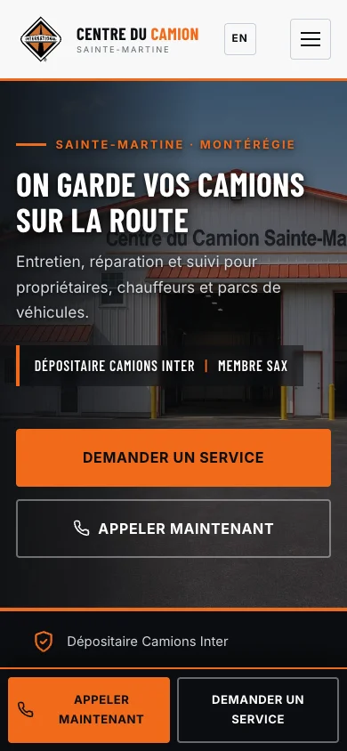 Site de Centre du Camion Sainte-Martine sur téléphone