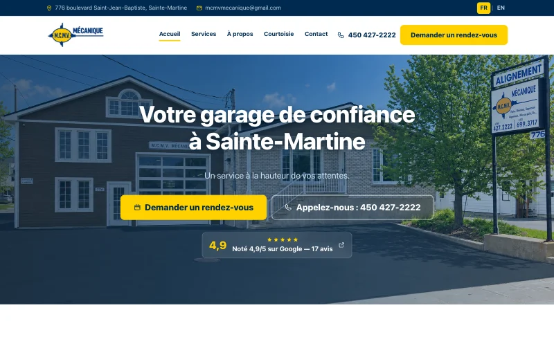 Page d’accueil du site MCMV Mécanique