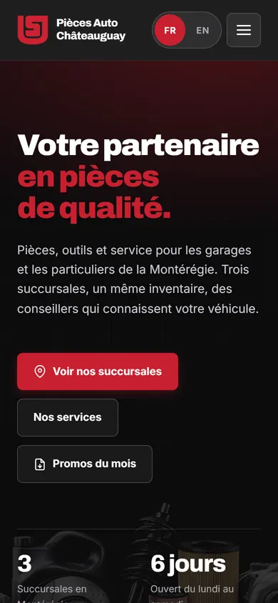 Site de Pièces d’Auto Châteauguay sur téléphone