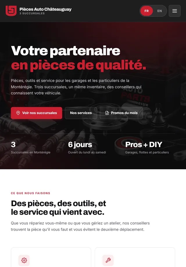 Site de Pièces d’Auto Châteauguay sur tablette